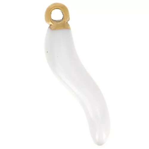 15x4mm 316L stainless steel Chilli charm - Epoxy resin - Gold - White x1