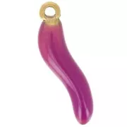 15x4mm 316L stainless steel Chilli charm - Epoxy resin - Gold - Plum x1
