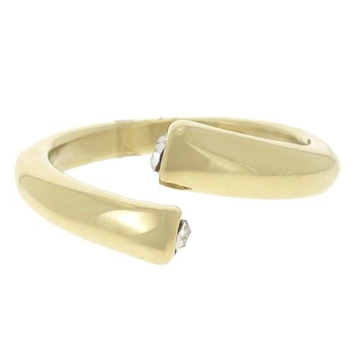 304L stainless steel Open ring with zirconium oxides - Size 54 - Gold x1