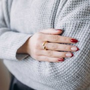 304L stainless steel Open ring with zirconium oxides - Size 54 - Gold x1