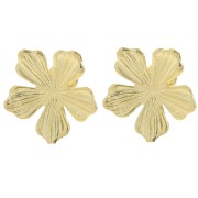 20mm Flower earstuds with open hoop - Fine Gold-plated x2|raw }}
