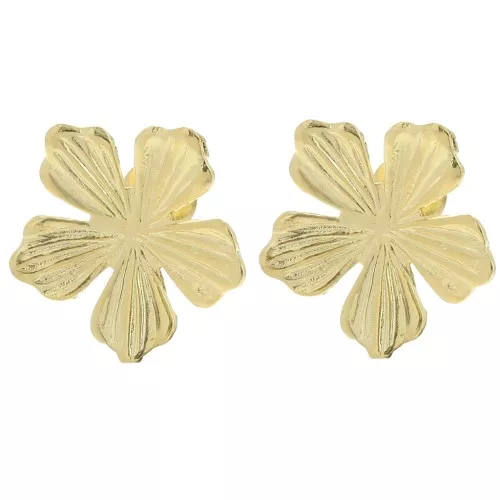 20mm Flower earstuds with open hoop - Fine Gold-plated x2