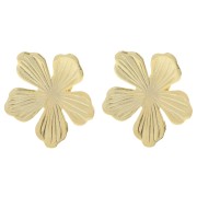 26mm Flower EarStuds with Open Hoop - Fine Gold-plated x2|raw }}