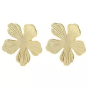 26mm Flower EarStuds with Open Hoop - Fine Gold-plated x2