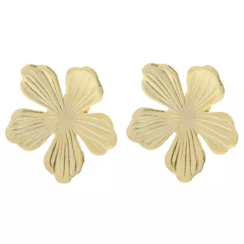 26mm Flower EarStuds with Open Hoop - Fine Gold-plated x2