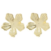 16mm Flower EarStuds with Open Hoop - Fine Gold-plated x2