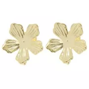 16mm Flower EarStuds with Open Hoop - Fine Gold-plated x2