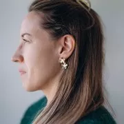 16mm Flower EarStuds with Open Hoop - Fine Gold-plated x2