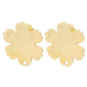 19x17.5mm Textured Flower EarStuds - Fine Gold-plated x2