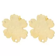 19x17.5mm Textured Flower EarStuds - Fine Gold-plated x2