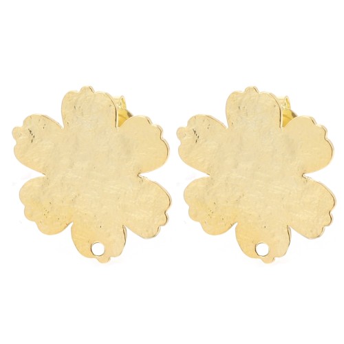 19x17.5mm Textured Flower EarStuds - Fine Gold-plated x2