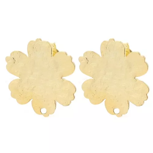 19x17.5mm Textured Flower EarStuds - Fine Gold-plated x2