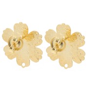 19x17.5mm Textured Flower EarStuds - Fine Gold-plated x2