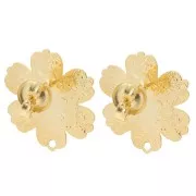 19x17.5mm Textured Flower EarStuds - Fine Gold-plated x2
