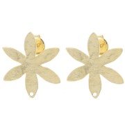 24x20.5mm Textured Flower EarStuds - Fine Gold-plated x2