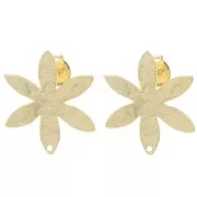 24x20.5mm Textured Flower EarStuds - Fine Gold-plated x2
