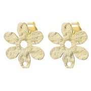 16x14.5mm Textured Flower EarStuds - Fine Gold-plated x2|raw }}