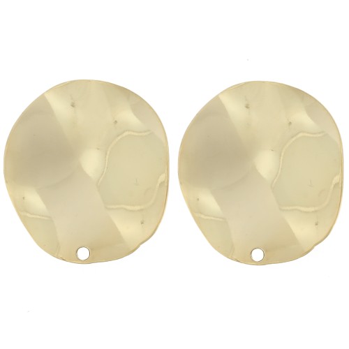 22mm wavy Round earstuds - Fine Gold-plated x2