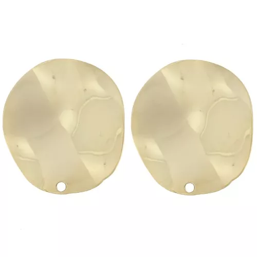 22mm wavy Round earstuds - Fine Gold-plated x2