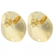 22mm wavy Round earstuds - Fine Gold-plated x2