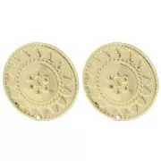 27mm Round earstuds ethnic pattern - Fine Gold-plated x2