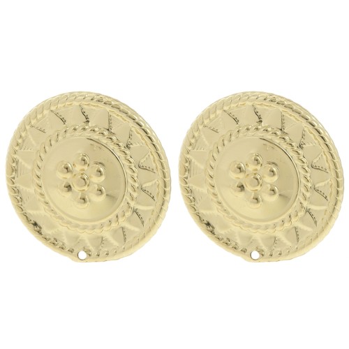 27mm Round earstuds ethnic pattern - Fine Gold-plated x2