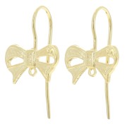 8x13mm Knot earwires with closed ring - Fine Gold-plated x2