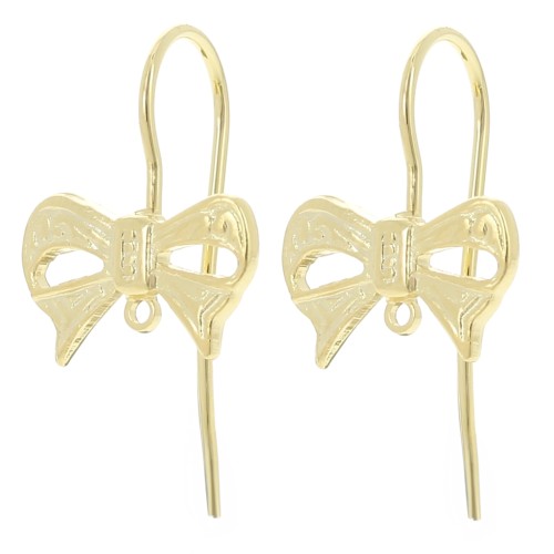 8x13mm Knot earwires with closed ring - Fine Gold-plated x2