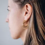 32mm Openwork wide hoop earrings - Fine Gold-plated x2