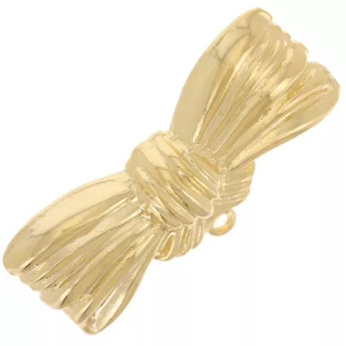 13.5x28mm bow brooch with closed ring - Fine Gold Plated x1