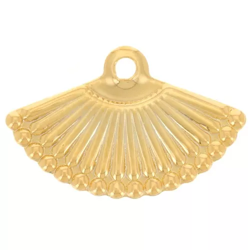 9x14mm Fan charm - Fine Gold Plated x1