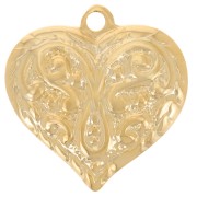 15x14mm Curved heart charm - arabesque pattern - Fine gold plated x1|raw }}