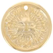 22mm Round curved pendant - sun pattern - Fine Gold Plated x1