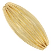 Ribbed olive-colored bead, 21x9 mm - Godron - Fine gold plated x1