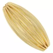 Ribbed olive-colored bead, 21x9 mm - Godron - Fine gold plated x1