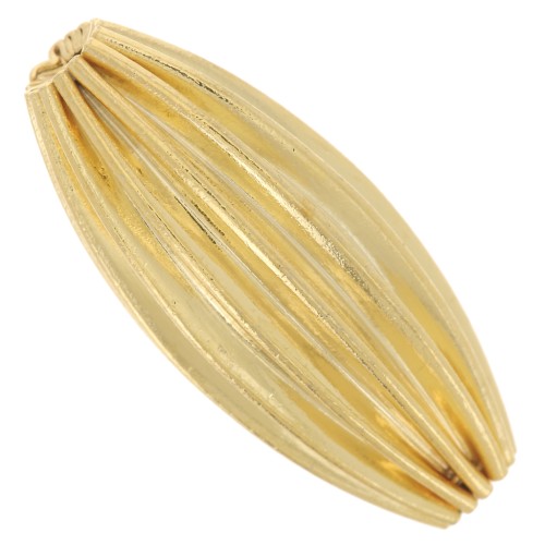 Ribbed olive-colored bead, 21x9 mm - Godron - Fine gold plated x1