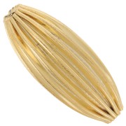 Ribbed olive-colored bead, 25x10 mm - Fluted - Fine gold plated x1