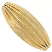 Ribbed olive-colored bead, 25x10 mm - Fluted - Fine gold plated x1
