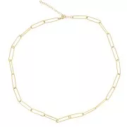 5mm 304L stainless steel, Rectangle mesh necklace - Gold x47cm