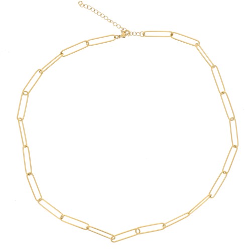 5mm 304L stainless steel, Rectangle mesh necklace - Gold x47cm