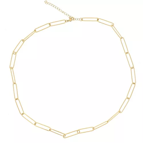 5mm 304L stainless steel, Rectangle mesh necklace - Gold x47cm