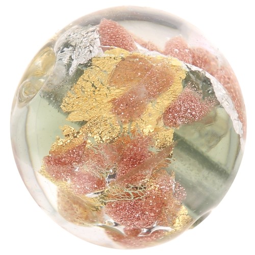 Silver and gold foil Murano round Aventurine 10mm x1