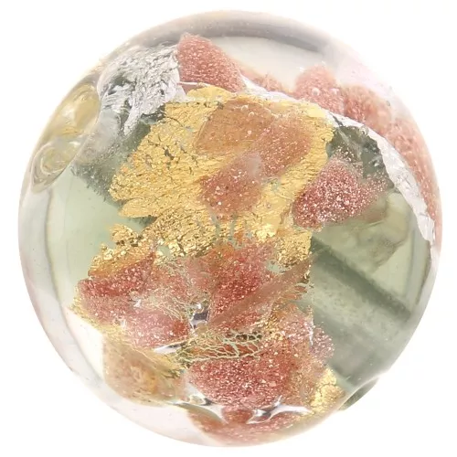 Silver and gold foil Murano round Aventurine 10mm x1