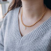5mm Stainless Steel 304L Ball Link Necklace - Gold x48cm