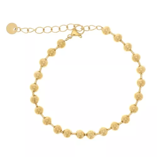 5mm 304L Stainless Steel Ball Mesh Bracelet - Gold x22cm