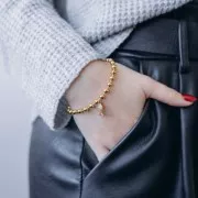 5mm 304L Stainless Steel Ball Mesh Bracelet - Gold x22cm