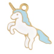 9x15mm Stainless steel 316L Unicorn charm in epoxy resin - Gold x1|raw }}