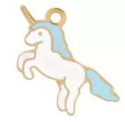 9x15mm Stainless steel 316L Unicorn charm in epoxy resin - Gold x1