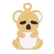 12x8mm Stainless steel 316L Koala charm in epoxy resin - Gold x1