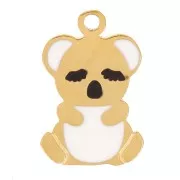 12x8mm Stainless steel 316L Koala charm in epoxy resin - Gold x1